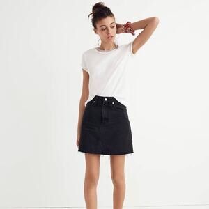 Madewell Denim Frisco Mini Skirt Black Lunar Wash Sz 25